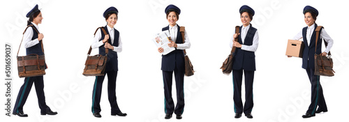 Set of beautiful postwoman ...