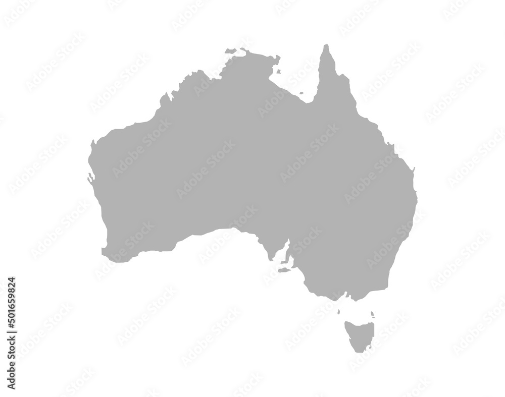 Australia gray map isolated on white background
