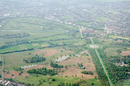 Aerial view of Hampton Court Palace and Bushy Park photo