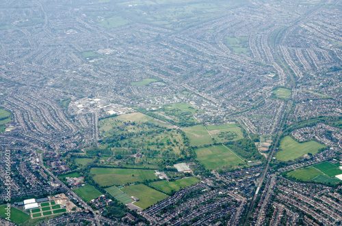 View looking south across New Malden, Morden and Motspur Park, London