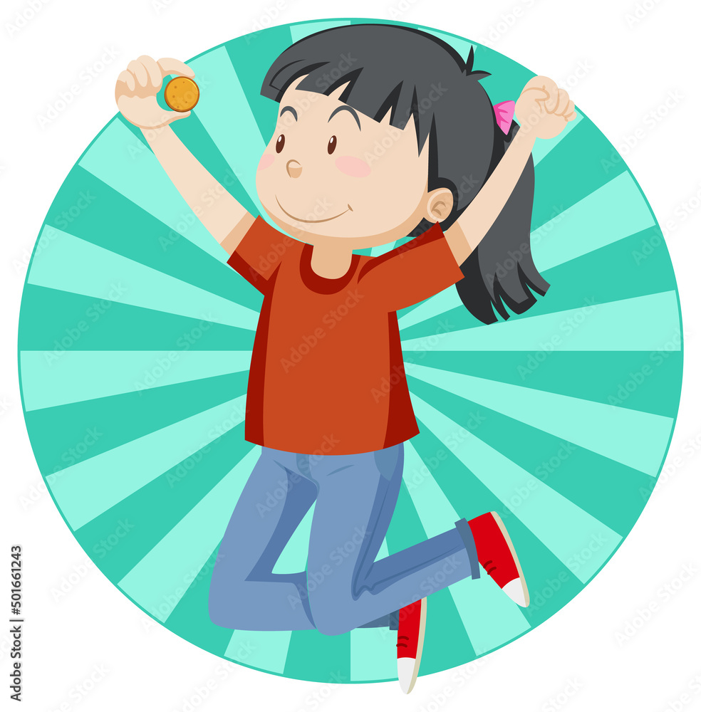 Active girl simple cartoon character Active girl simple cartoon character