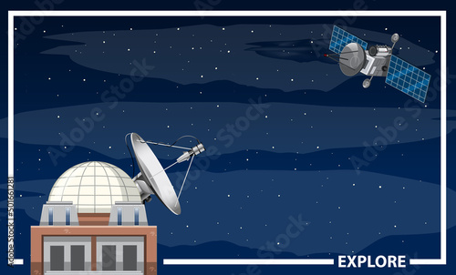 A planetarium with satellite in the night sky