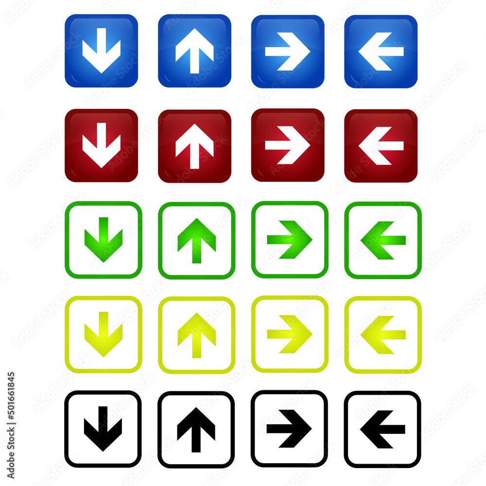 Glossy arrow button set vector Glossy arrow button set vector