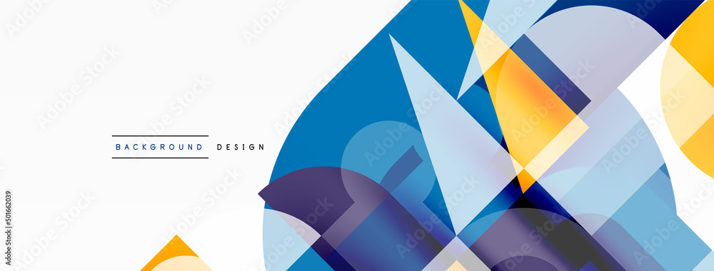 Circle and square geometric background. Round shapes with squares and triangles composition for wallpaper, banner, background or landing Circle and square geometric background. Round shapes with squares and triangles composition for wallpaper, banner, background or landing