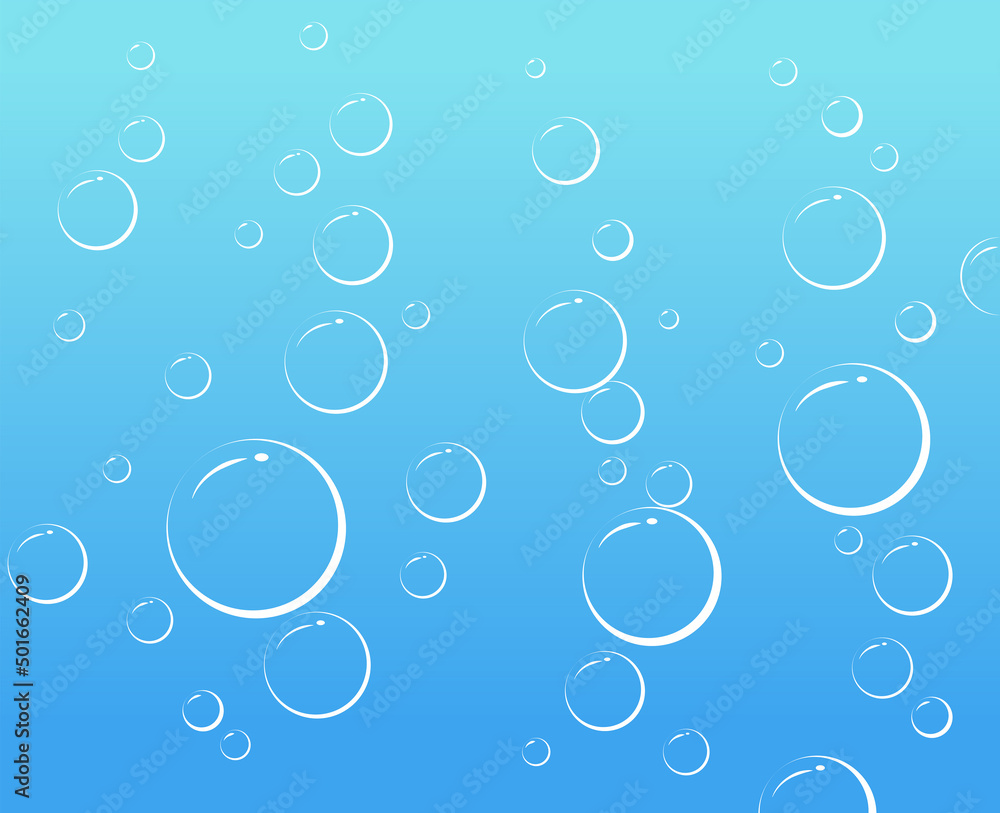 Seamless bubbles. Underwater sparkling oxygen. Soap bubbles Vector illustration