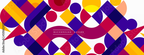 Minimal geometric abstract background. Circle square and triangle design. Trendy techno business template for wallpaper, banner, background or landing