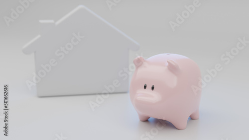 Piggy bank and house shape on a seamless background