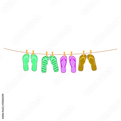 Vector llustration of four pairs of flip flops