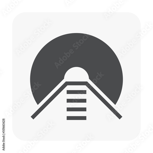 Tunnel vector icon. May called entrance, pathway, underpass or route with railroad track for transportation, train, subway. Construction and investigations from geotechnical engineering and geology.
