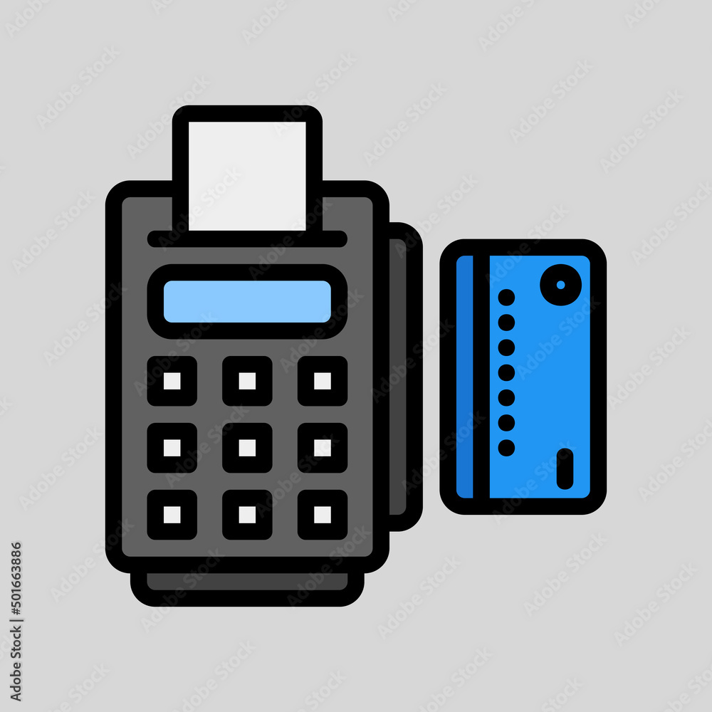 Pos terminal icon in filled line style, use for website mobile app presentation Pos terminal icon in filled line style, use for website mobile app presentation
