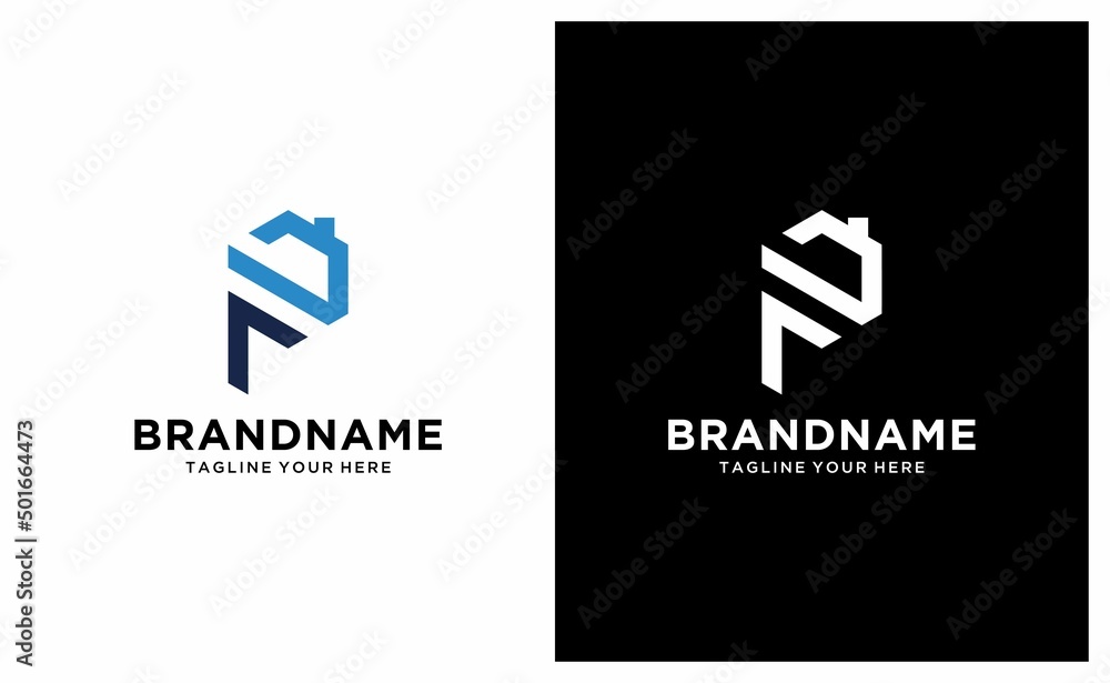 Letter p building architecture logo flat. P logo home. Real Estate logo on a black and white background. Letter p building architecture logo flat. P logo home. Real Estate logo on a black and white background.