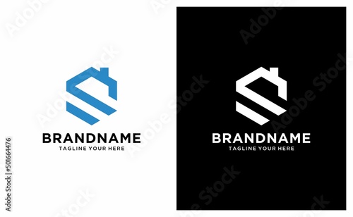 ID Item: 302018063
Modern and stylish logo design of S in vector for construction, home, real estate, building, property etc. on a black and white background.