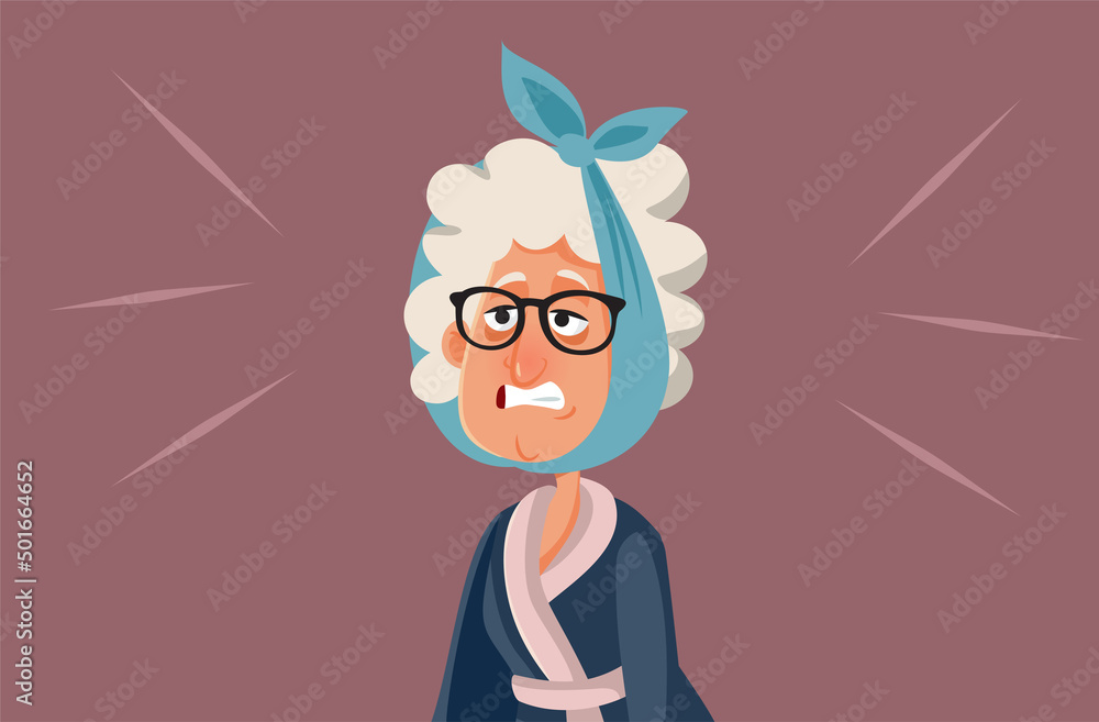 Senior Woman Suffering from Toothache Vector Cartoon Illustration Senior Woman Suffering from Toothache Vector Cartoon Illustration