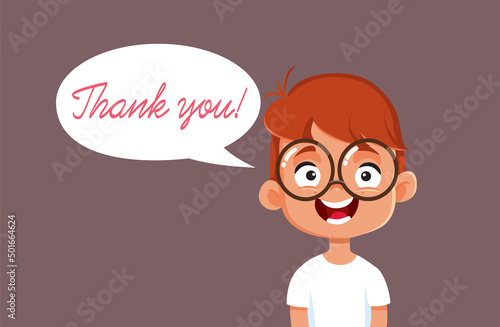 Little Boy Saying Thank You Vector Cartoon Illustration