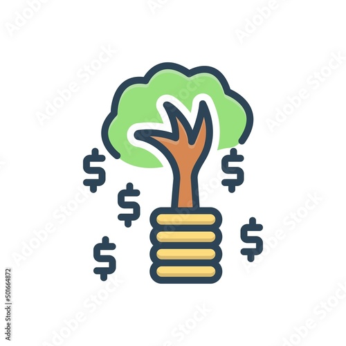 Color illustration icon for funding