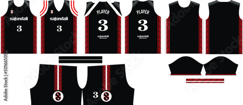 sportwear Jersey pattern for Sport t-shirt, Soccer, Football, E-sport jersey mockup for sportwear, front and back view uniform