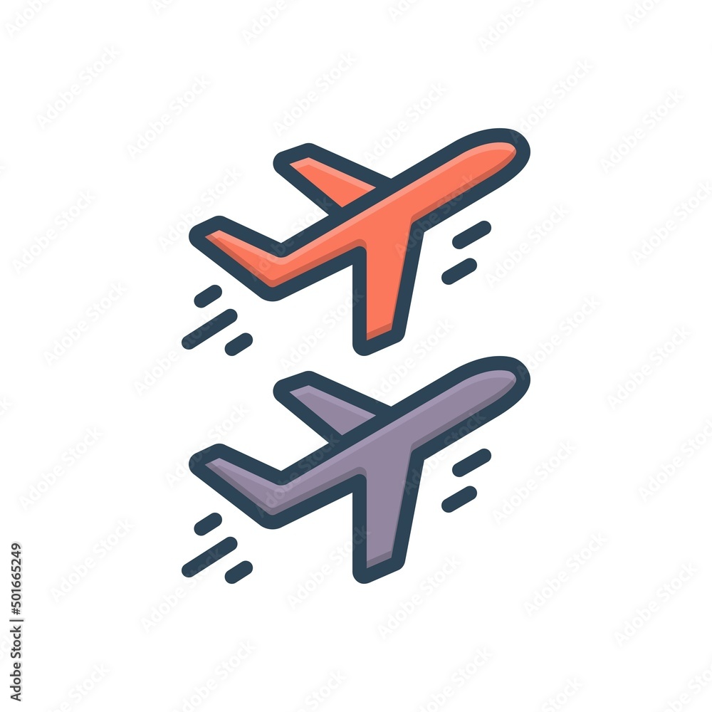 Color illustration icon for aviation plane