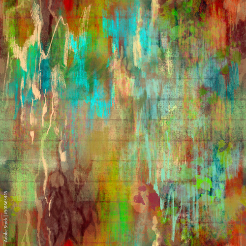 Abstract blurred painted colorful seamless pattern Mixed irregular splotches, spots, blots, smudges and stains, lines and strokes