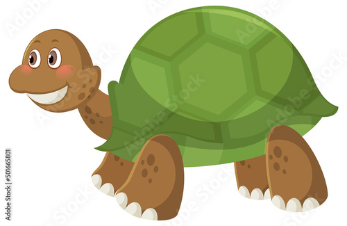 Cute simple turtle cartoon on white background