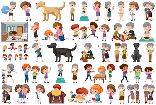 Fototapeta Naklejka Na Ścianę i Meble -  Set of different activities people in cartoon style