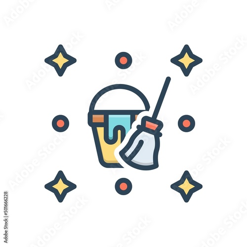 Color illustration icon for cleaning