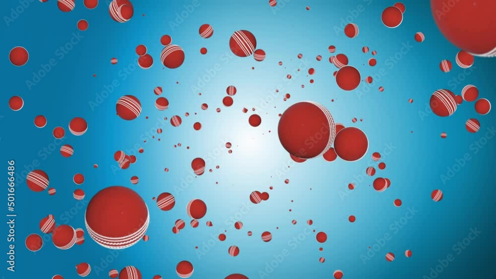 4K Loop Red cricket ball spinning in slow motion flying through the air on a floodlit stadium