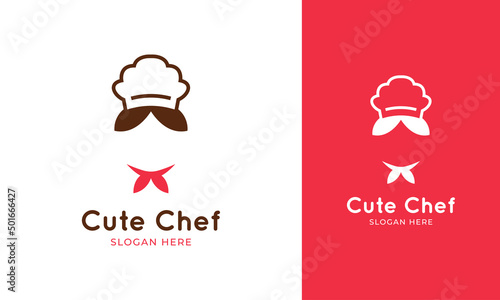 Girl cute chef logo for restaurant identity with cartoon style