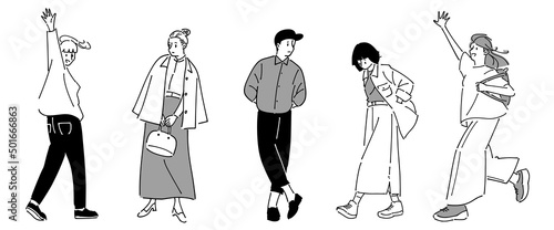 人物おしゃれイラスト素材	