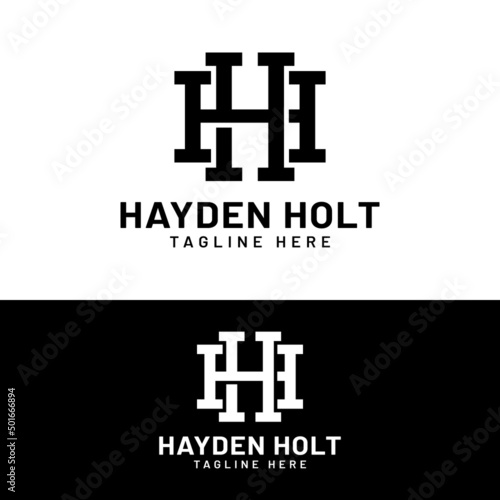 H HH Letter Monogram Initial  Logo Design Template. Suitable for General Sports Fitness Construction Finance Company Business Corporate Shop Apparel in Simple Modern Style Logo Design.