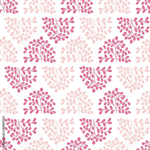 Abstract Pink Organic Shape Leaves Vector Graphic Seamless Pattern