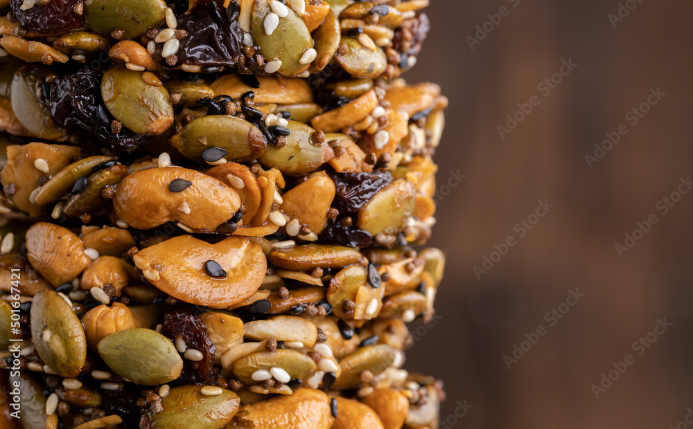 Healthy sweet dessert snack. Cereal granola bar with nuts Healthy sweet dessert snack. Cereal granola bar with nuts