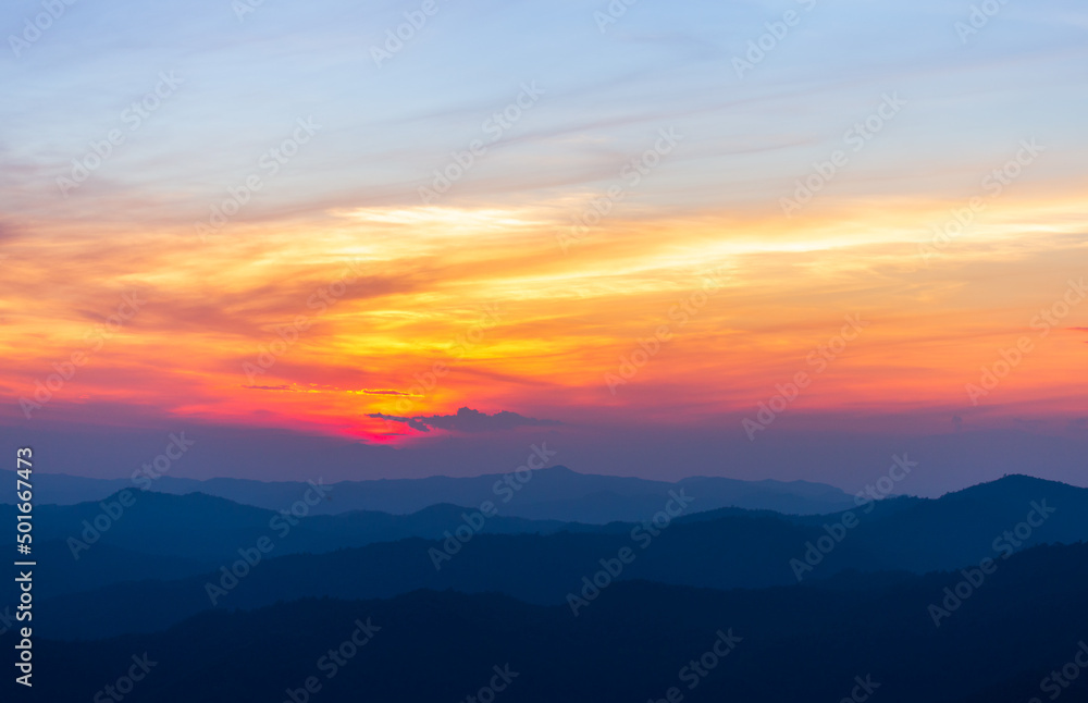 colorful dramatic sky with cloud at sunset.beautiful sky with clouds background .