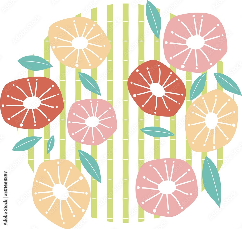 北欧風の花柄で飾った円形のイラスト Stock Vector Adobe Stock 北欧風の花柄で飾った円形のイラスト Stock Vector Adobe Stock