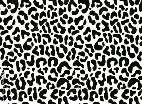 Abstract seamless pattern of animal skin leopard. Black and white camouflage background