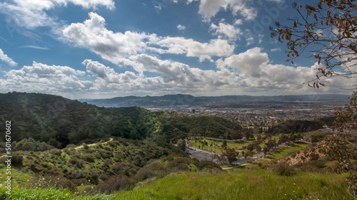 Panoramic view of Burbank, CA, from Verdugo Mountains. Los Angeles county, Southern California photo