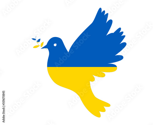 Ukraine Flag dove of peace Symbol Emblem Abstract National Europe Vector illustration Design