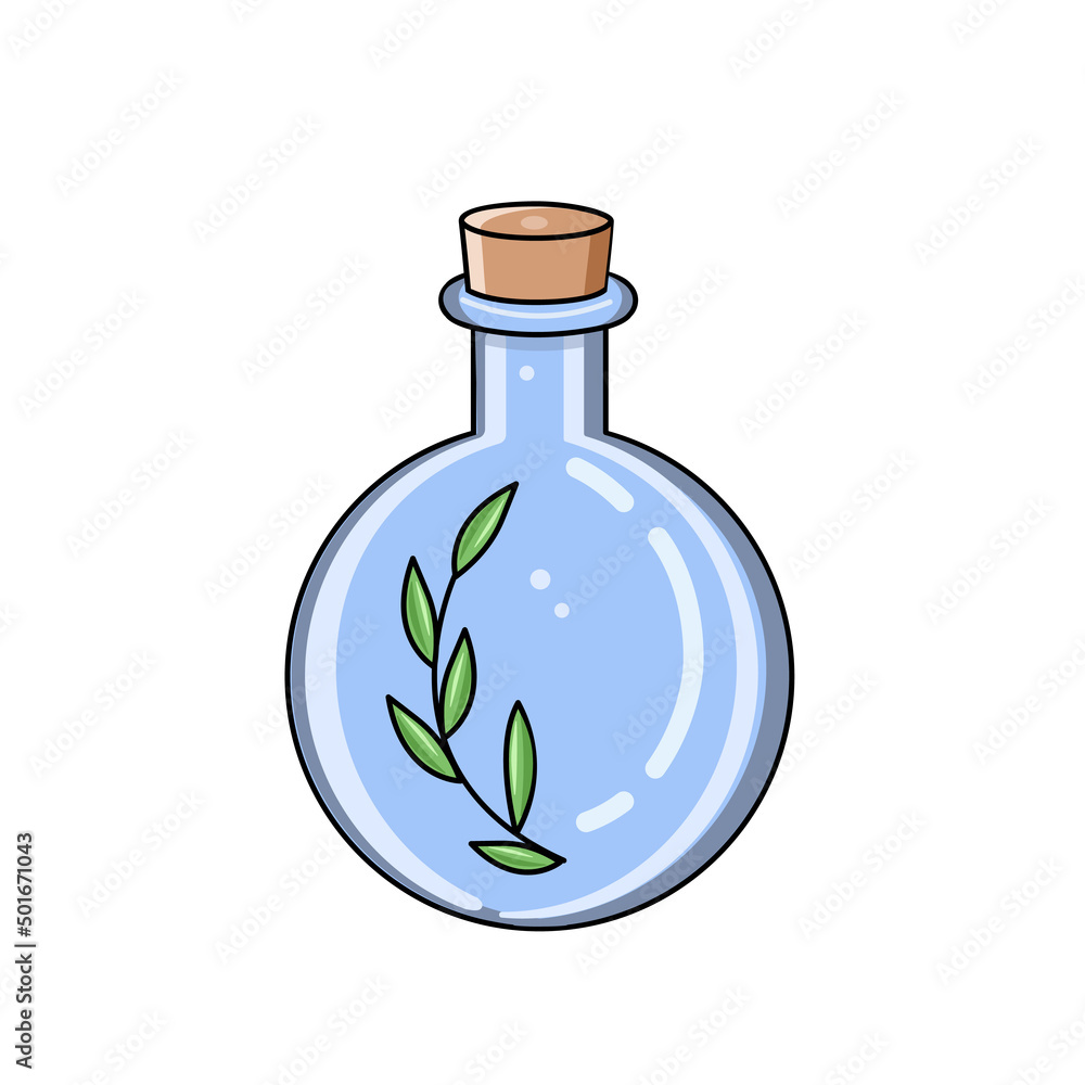 Witch Potion. Vector flat illustration isolated on white background. Sticker, icon, outline. Witch Potion. Vector flat illustration isolated on white background. Sticker, icon, outline.