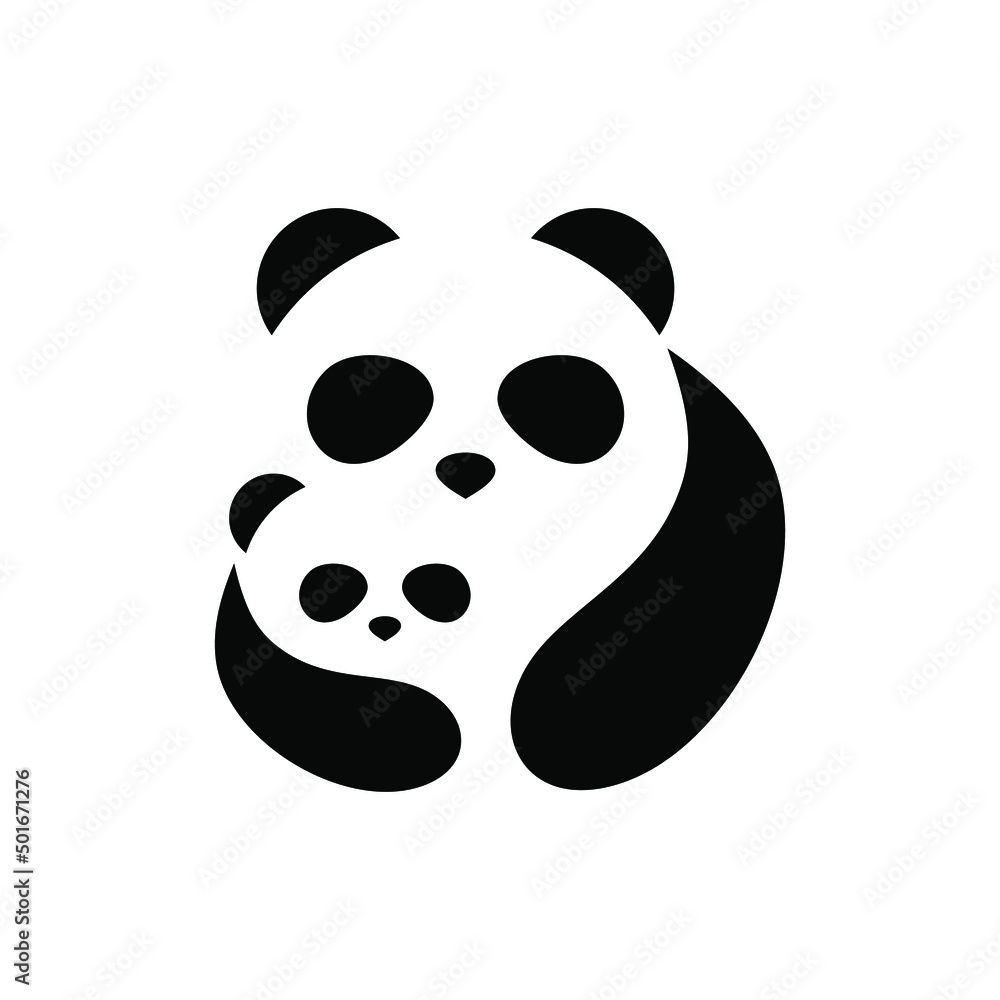 a logo illustration of a combination of mother panda and panda cub a logo illustration of a combination of mother panda and panda cub