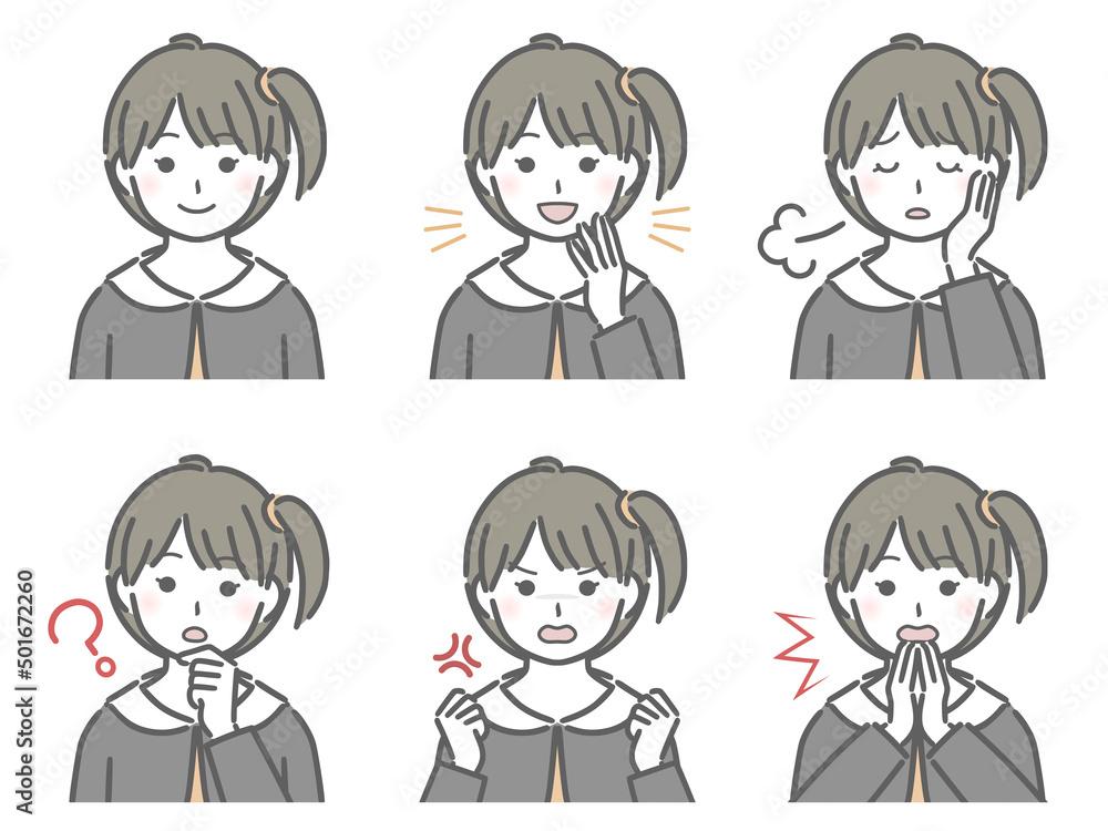 女の子の色々な表情