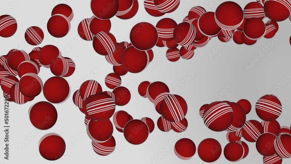 4K 3D loop animation of a red cricket ball spinning in slow motion on a green screen background