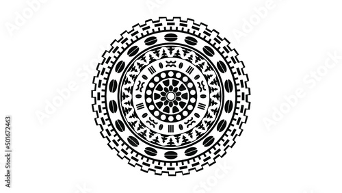 black and white Mayan art pattern vector