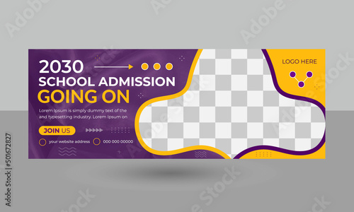 Abstract Colorful Modern Creative Back to school Education Admission New Facebook Cover Page layout and kids web banner template design set. Editable Social media post, banner, flyer, roll up banner.
