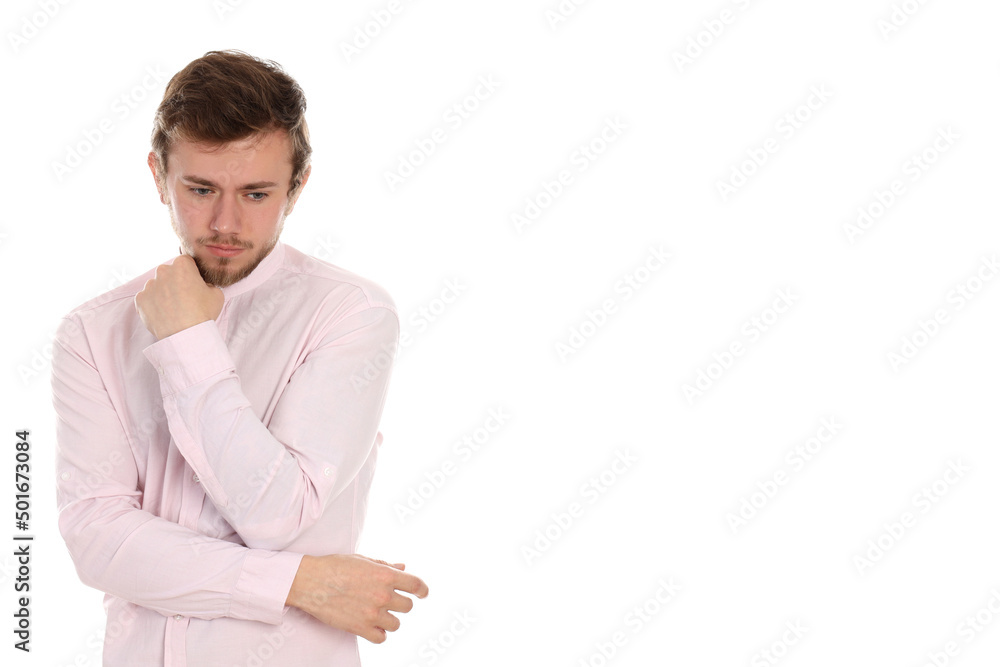 Concept of people with young man isolated on white background