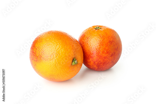 Concept of citrus with red orange isolated on white background