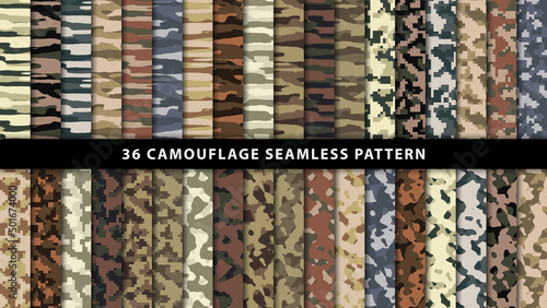 Collection military and army camouflage seamless pattern