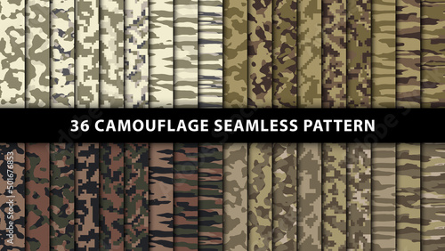 Collection military and army camouflage seamless pattern