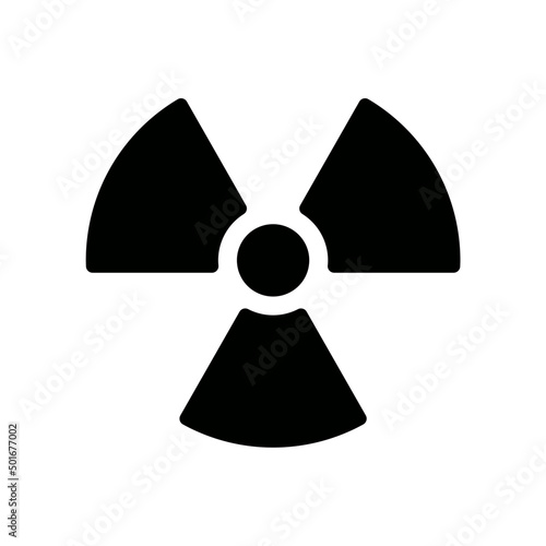 Radioactive, radiation symbol flat black vector icon for websites and print