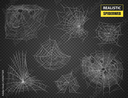 Fotobehang Realistic Spiderweb Transparent Set