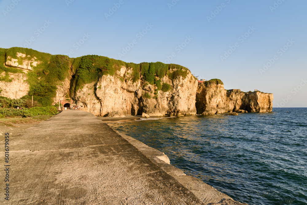 Scenic coastal cliffs at Cijin Island in Kaohsiung, Taiwan