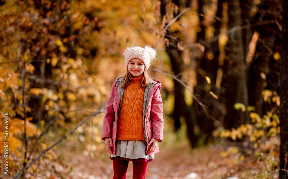 Preteen girl kid at autumn park Preteen girl kid at autumn park